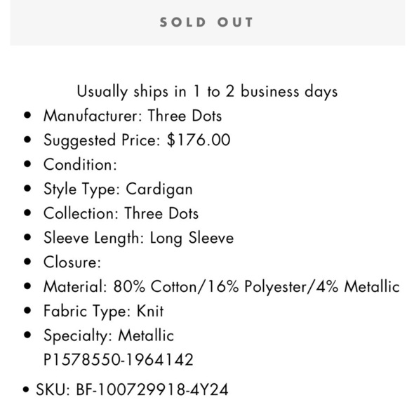 𝅺THREE Dots Anthropologie Metallic Open Cardigan Sweater - Picture 4 of 10